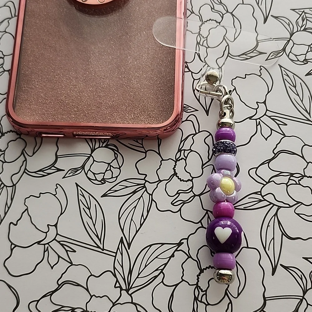Cell Phone Charm Purple Handcrafted